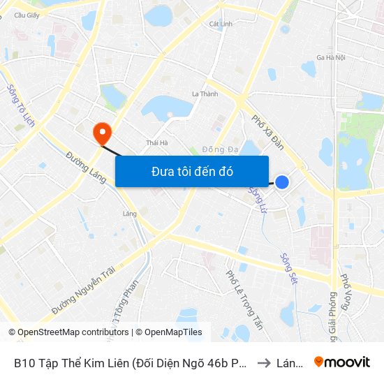 B10 Tập Thể Kim Liên (Đối Diện Ngõ 46b Phạm Ngọc Thạch) to Láng Hạ map