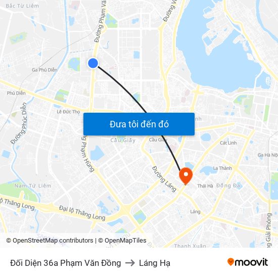 Đối Diện 36a Phạm Văn Đồng to Láng Hạ map