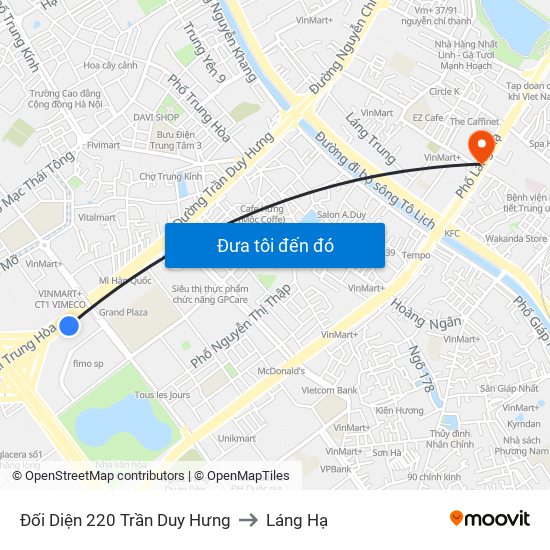 Đối Diện 220 Trần Duy Hưng to Láng Hạ map