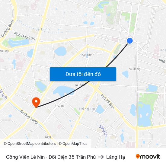 Công Viên Lê Nin - Đối Diện 35 Trần Phú to Láng Hạ map