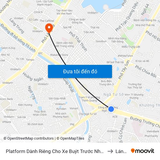 Platform Dành Riêng Cho Xe Buýt Trước Nhà 604 Trường Chinh to Láng Hạ map