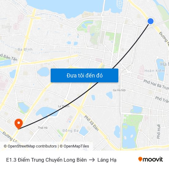 E1.3 Điểm Trung Chuyển Long Biên to Láng Hạ map