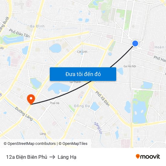 12a Điện Biên Phủ to Láng Hạ map