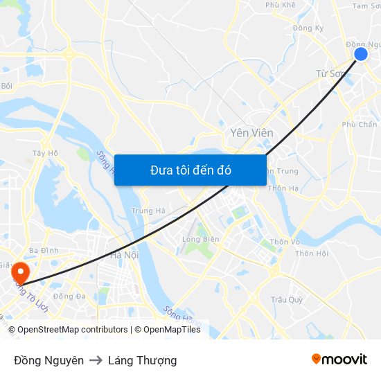 Đồng Nguyên to Láng Thượng map