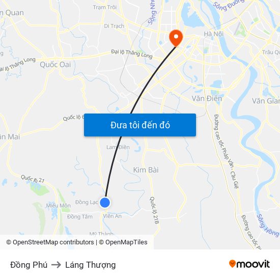 Đồng Phú to Láng Thượng map