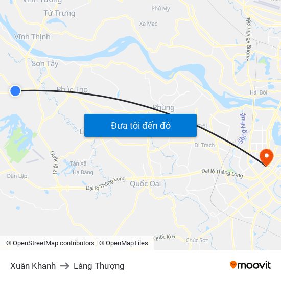 Xuân Khanh to Láng Thượng map