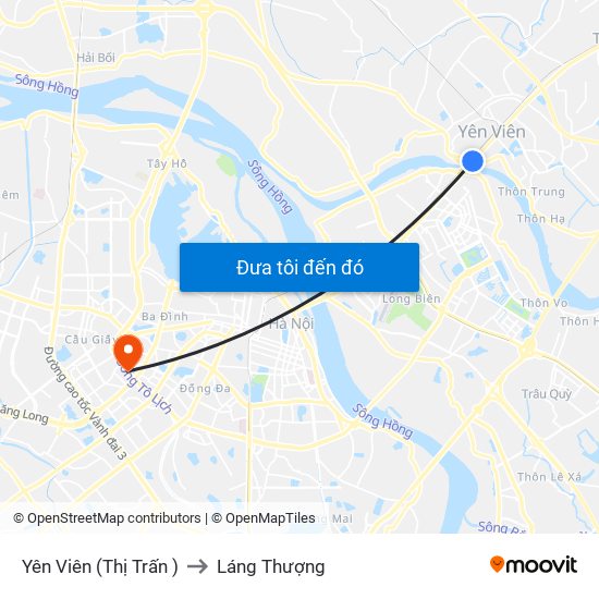 Yên Viên (Thị Trấn ) to Láng Thượng map