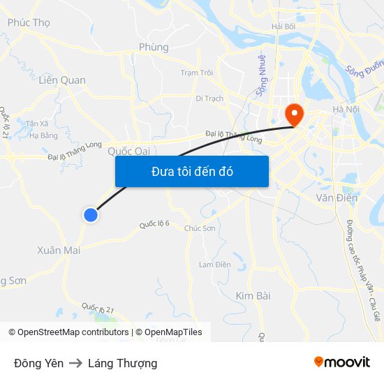 Đông Yên to Láng Thượng map