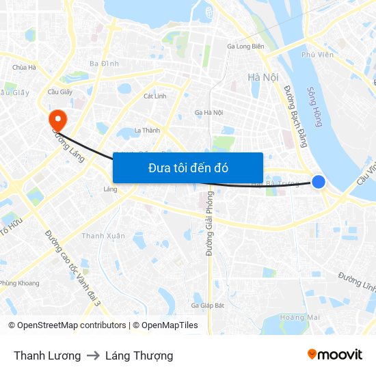 Thanh Lương to Láng Thượng map