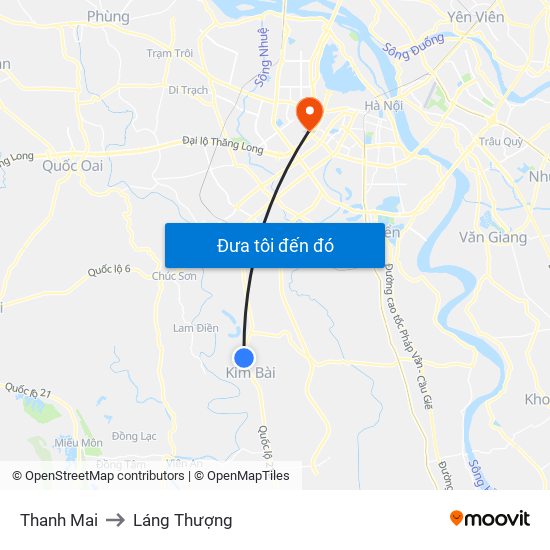 Thanh Mai to Láng Thượng map
