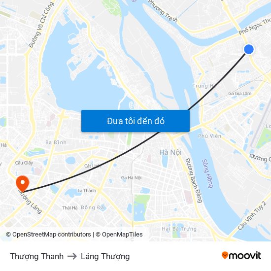 Thượng Thanh to Láng Thượng map