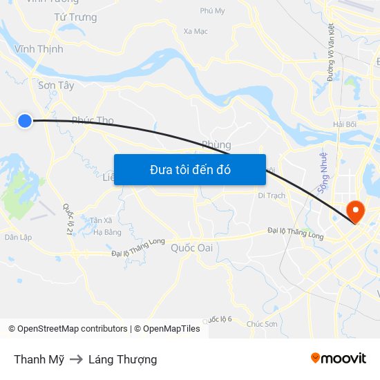 Thanh Mỹ to Láng Thượng map