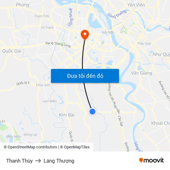 Thanh Thùy to Láng Thượng map