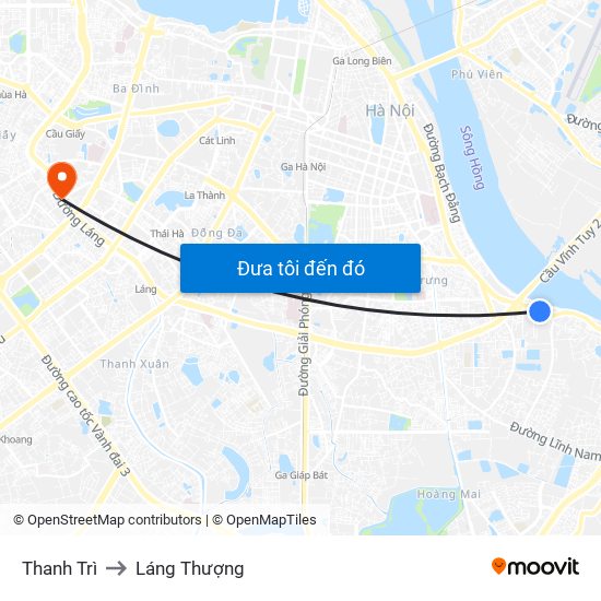 Thanh Trì to Láng Thượng map