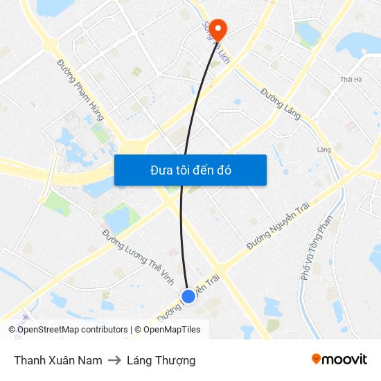 Thanh Xuân Nam to Láng Thượng map