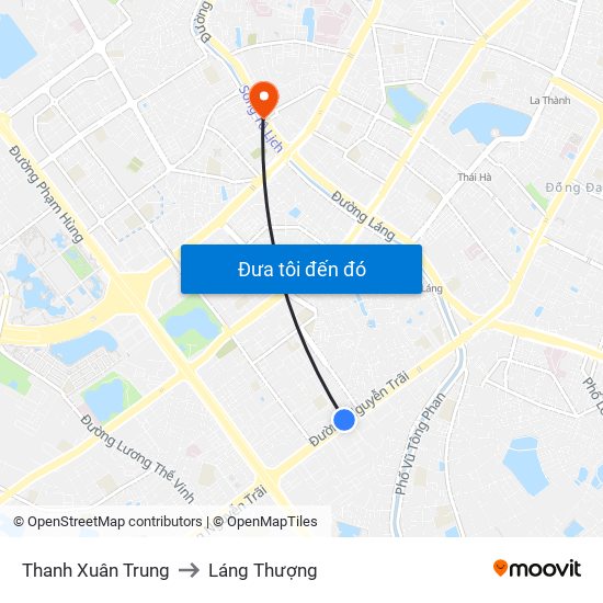 Thanh Xuân Trung to Láng Thượng map