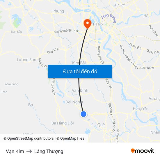 Vạn Kim to Láng Thượng map