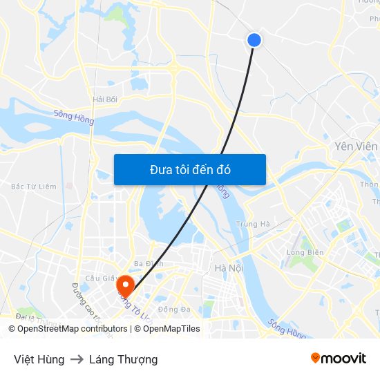 Việt Hùng to Láng Thượng map