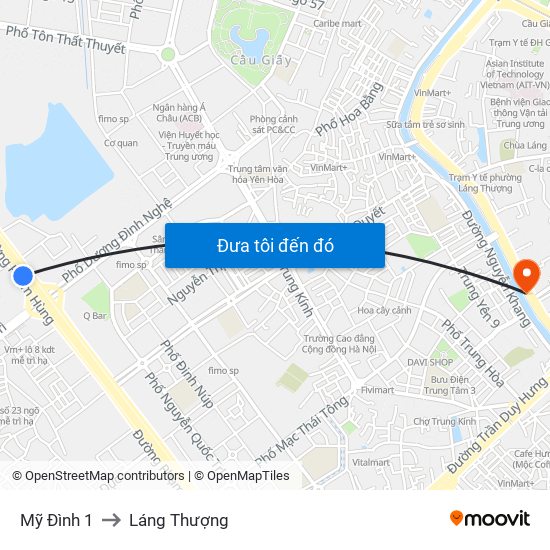 Mỹ Đình 1 to Láng Thượng map