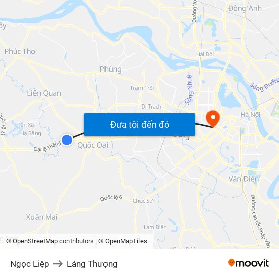 Ngọc Liệp to Láng Thượng map