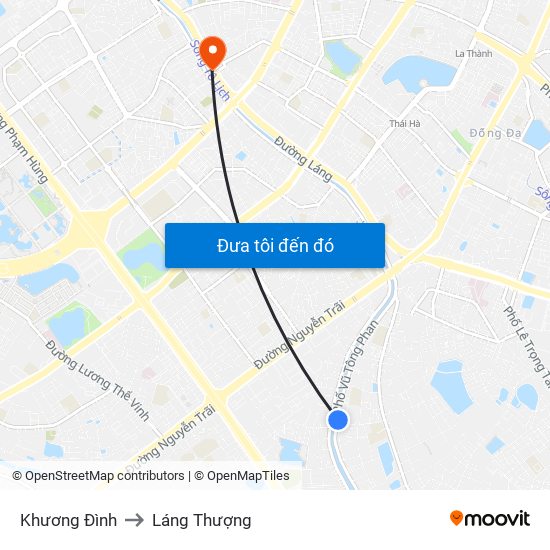 Khương Đình to Láng Thượng map