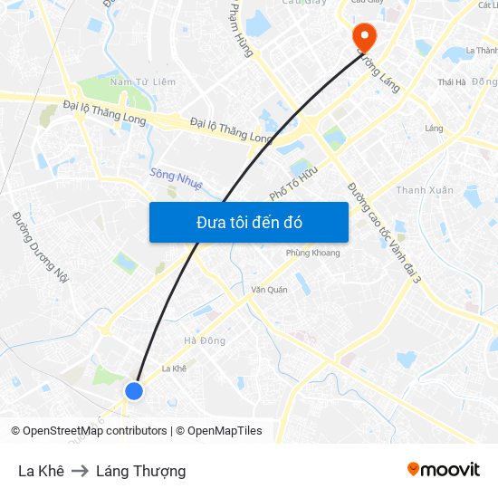 La Khê to Láng Thượng map