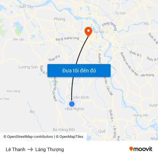 Lê Thanh to Láng Thượng map