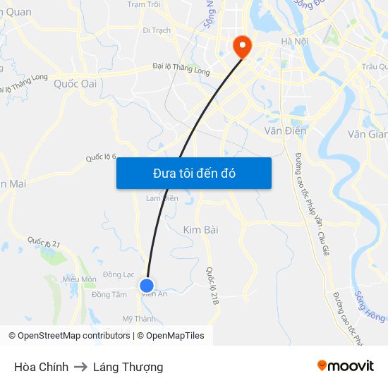 Hòa Chính to Láng Thượng map