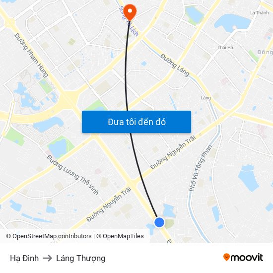 Hạ Đình to Láng Thượng map