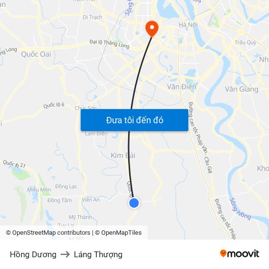 Hồng Dương to Láng Thượng map