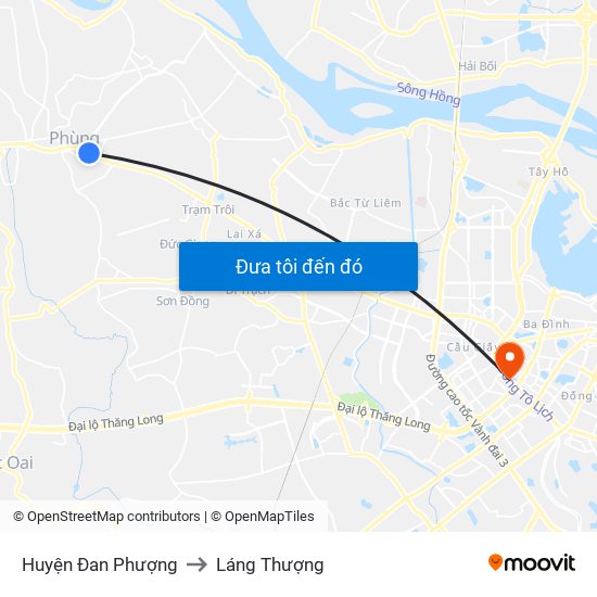 Huyện Đan Phượng to Láng Thượng map