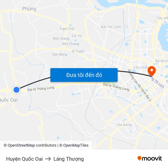 Huyện Quốc Oai to Láng Thượng map