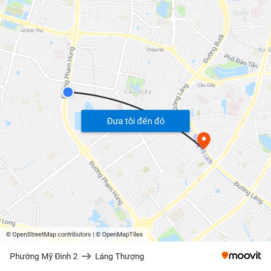 Phường Mỹ Đình 2 to Láng Thượng map