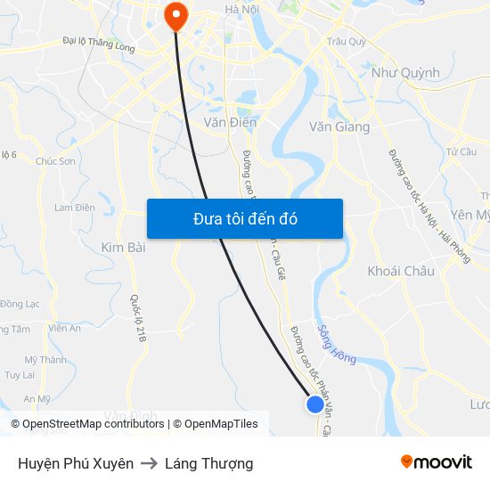 Huyện Phú Xuyên to Láng Thượng map