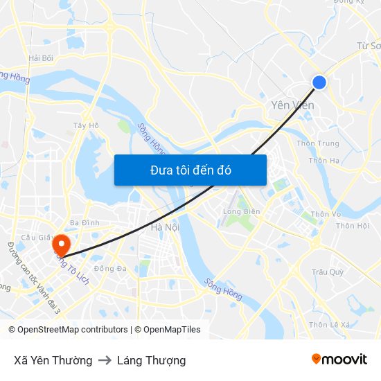 Xã Yên Thường to Láng Thượng map