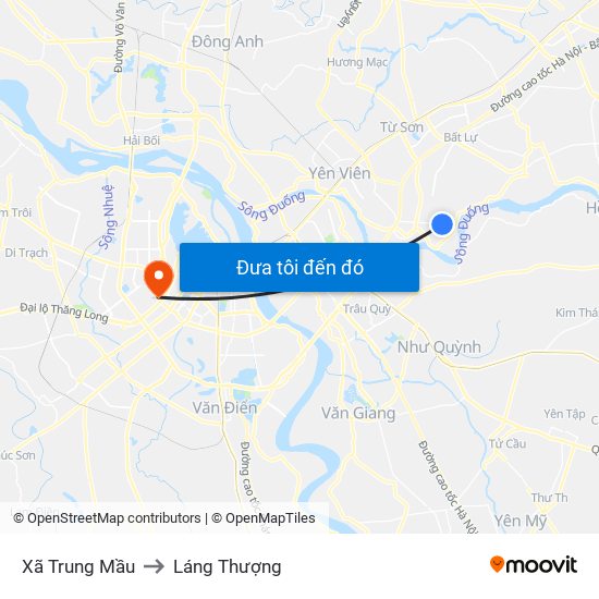 Xã Trung Mầu to Láng Thượng map