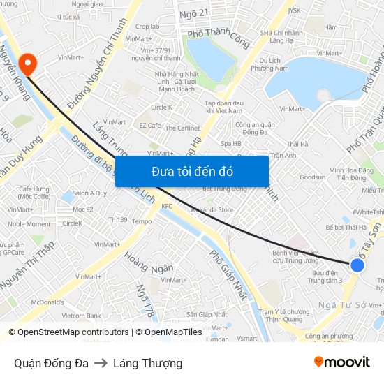 Quận Đống Đa to Láng Thượng map