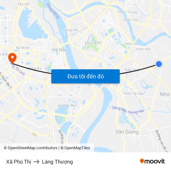 Xã Phú Thị to Láng Thượng map