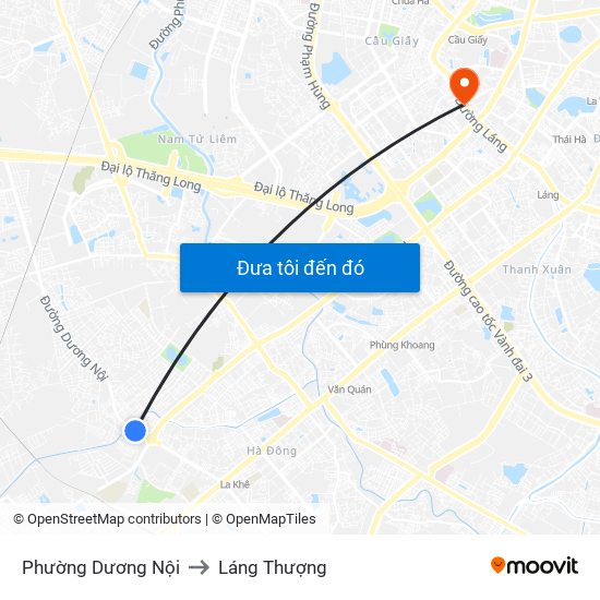 Phường Dương Nội to Láng Thượng map