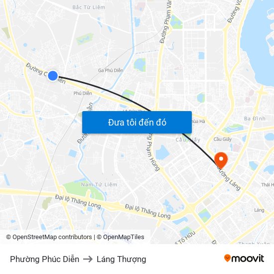 Phường Phúc Diễn to Láng Thượng map