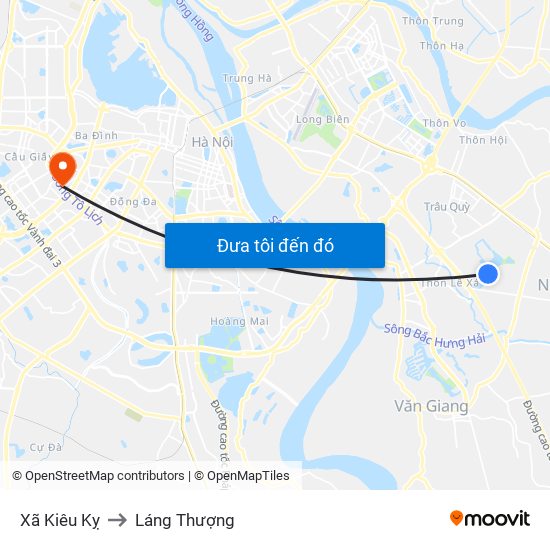 Xã Kiêu Kỵ to Láng Thượng map