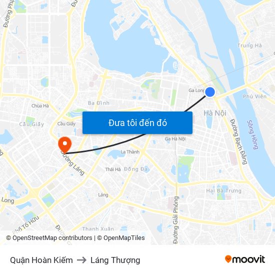 Quận Hoàn Kiếm to Láng Thượng map