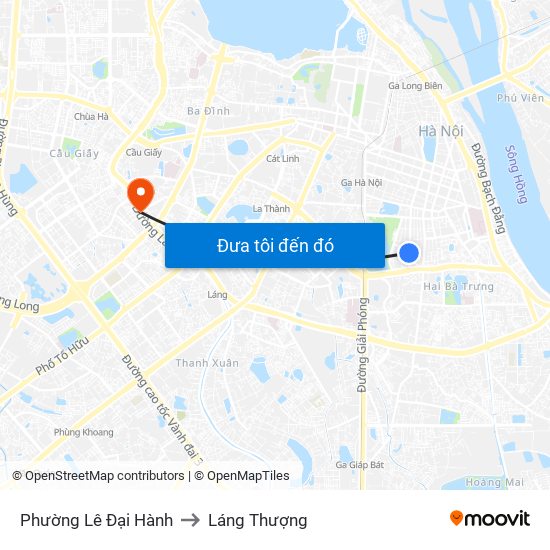 Phường Lê Đại Hành to Láng Thượng map