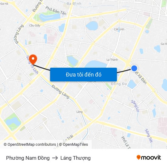 Phường Nam Đồng to Láng Thượng map