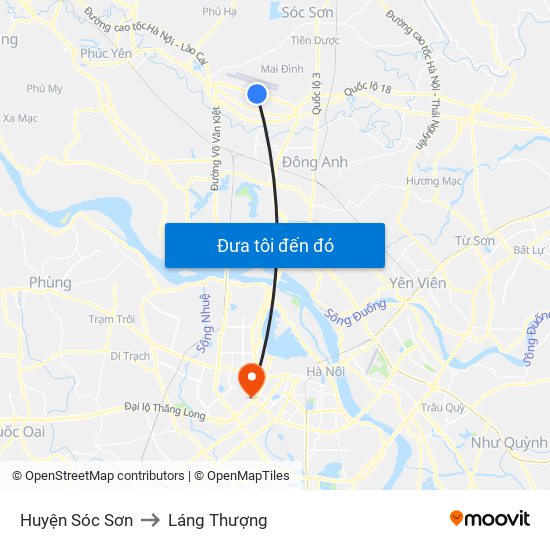 Huyện Sóc Sơn to Láng Thượng map