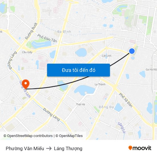 Phường Văn Miếu to Láng Thượng map