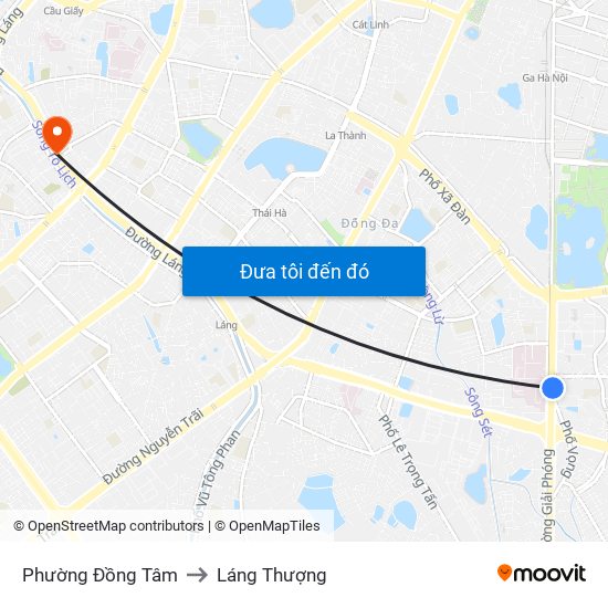 Phường Đồng Tâm to Láng Thượng map