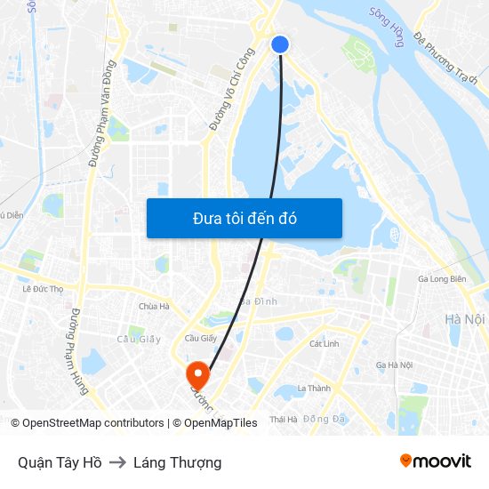 Quận Tây Hồ to Láng Thượng map