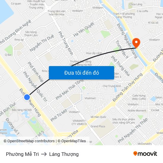 Phường Mễ Trì to Láng Thượng map