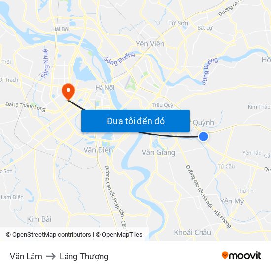 Văn Lâm to Láng Thượng map